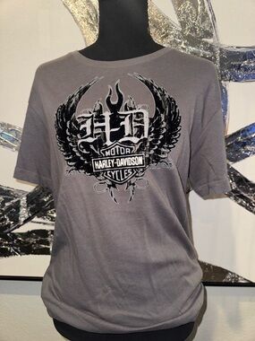 Harley-Davidson Gray Tee with Black & White Winged Logo